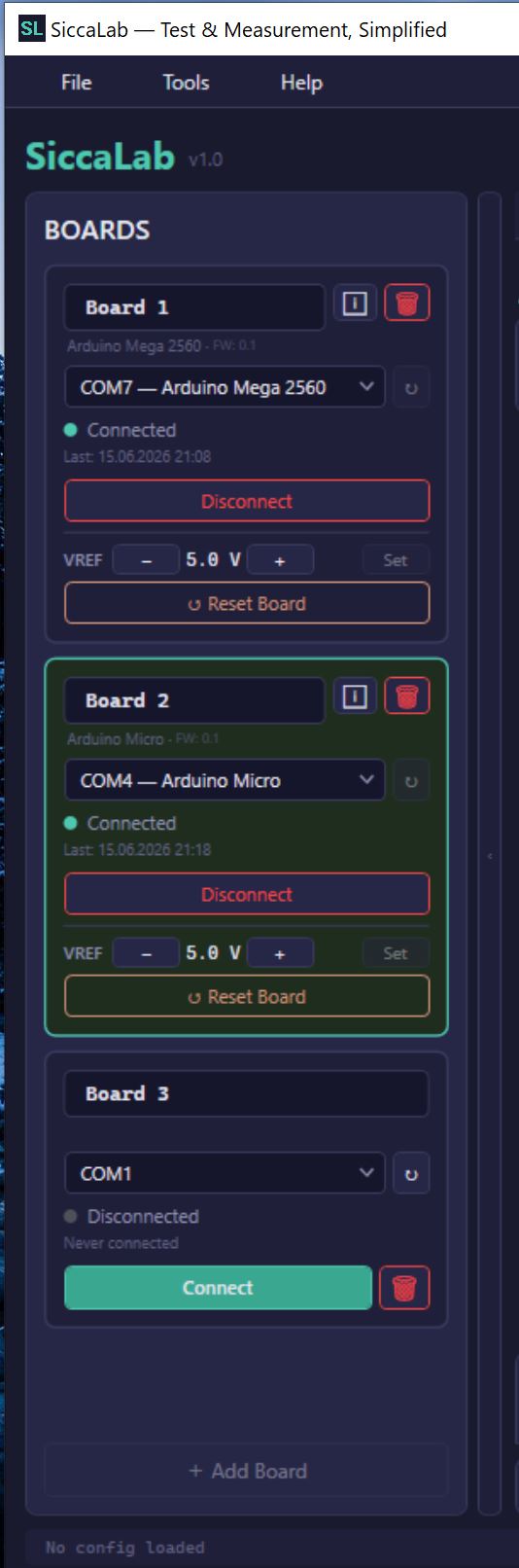 SiccaLab multi-board workspace screenshot